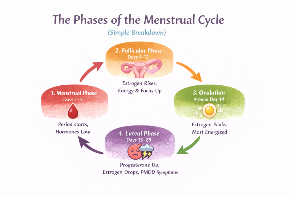 PMDD and ADHD Phases of the menstrual cycle